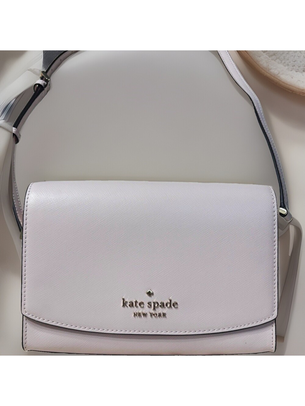 kate spade new york Pink Small Flap Crossbody Bag Chain Strap Silver HW Pockets